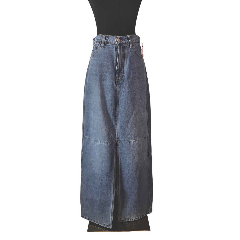 Supplies by Union Bay Denim Maxi Skirt Medium Wash Front Slit Size 2 26W 2B43000